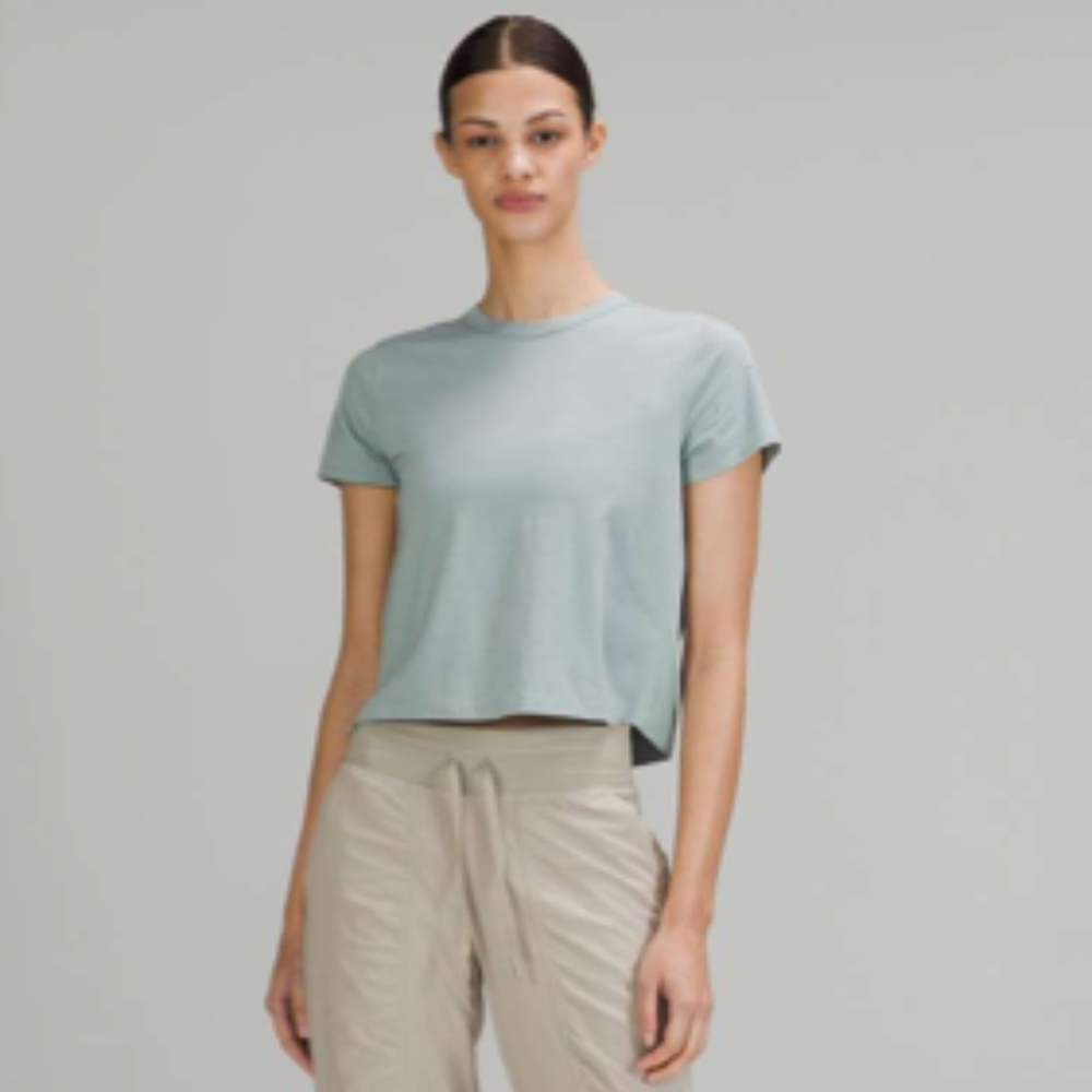 Lululemon Classic-Fit Cotton-Blend T-Shirt Silver Blue Size 6
